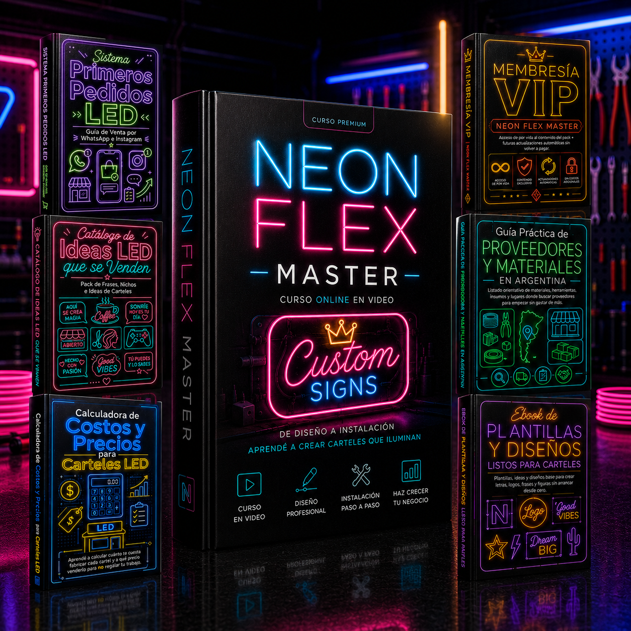 NEON FLEX MASTER + 8 BONUS + CUADROS CON RESINA Y LED + ACCESO PRO
